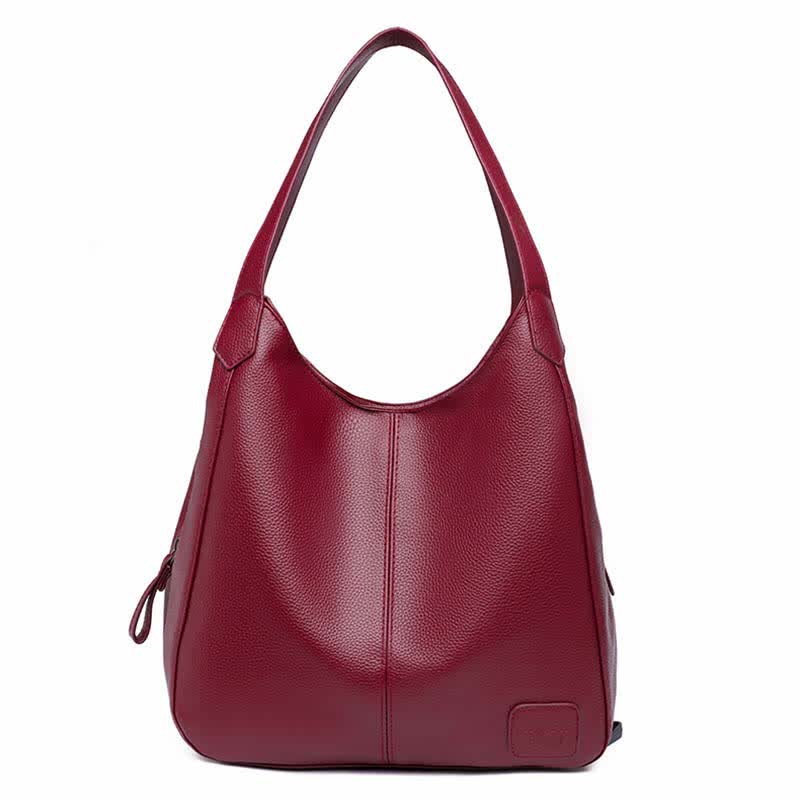 Triple Compartment Hobo Bag for Women PU Leather Tote Shoulder Purses