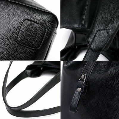 Triple Compartment Hobo Bag for Women PU Leather Tote Shoulder Purses