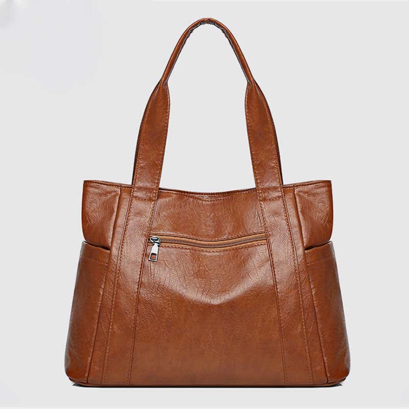 Large Capacity Work Travel Shopping Tote Women's Leather Big Shoulder Bag